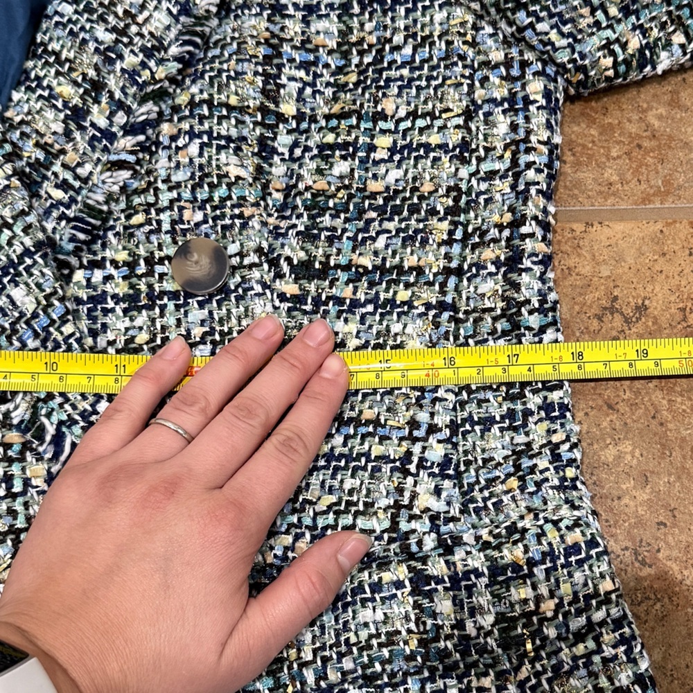 Ann Taylor Tweed Blazer in Black, White & Blue - Picture 5 of 15